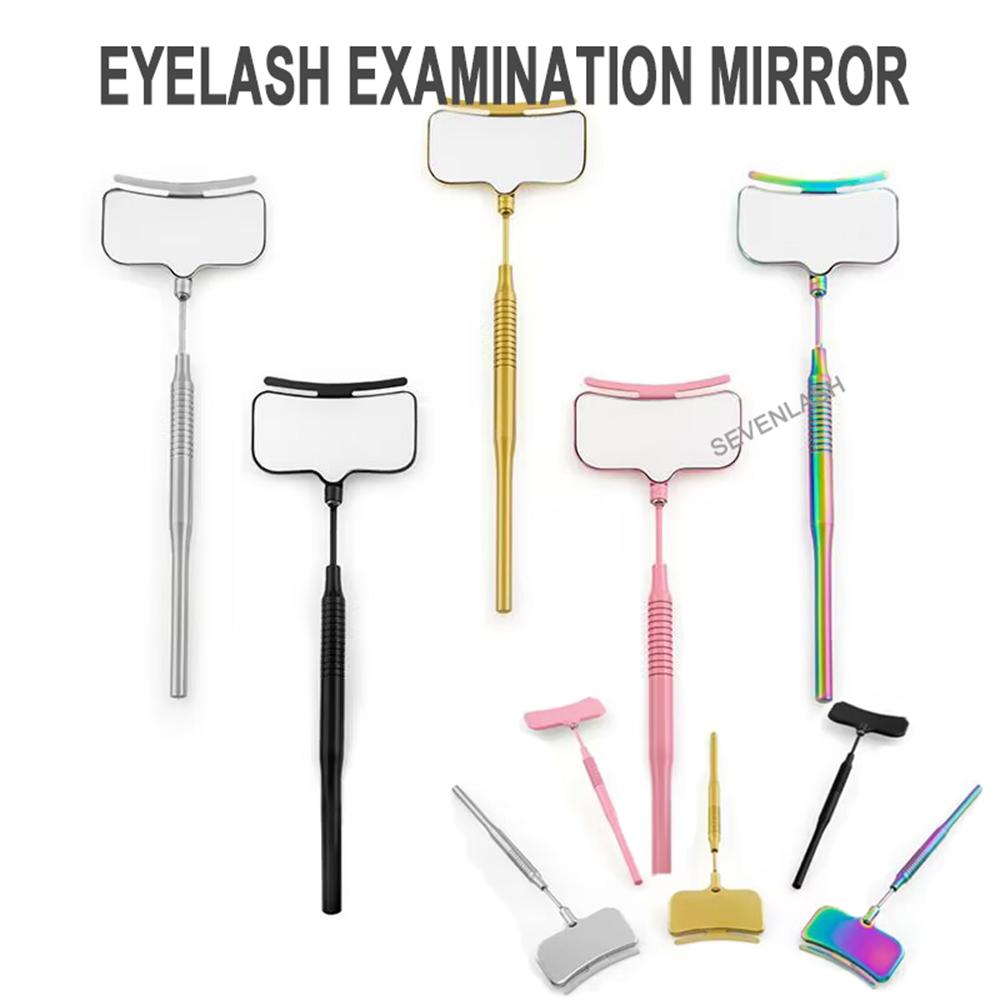 Square Stainless Steel Eyelash Inspection Mirror with Ruler