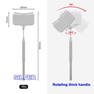 Square Stainless Steel Eyelash Inspection Mirror with Ruler