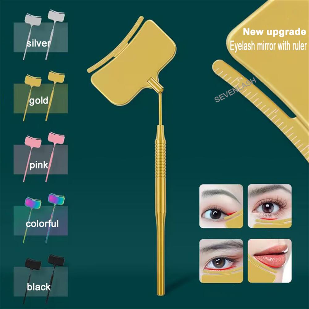 Square Stainless Steel Eyelash Inspection Mirror with Ruler