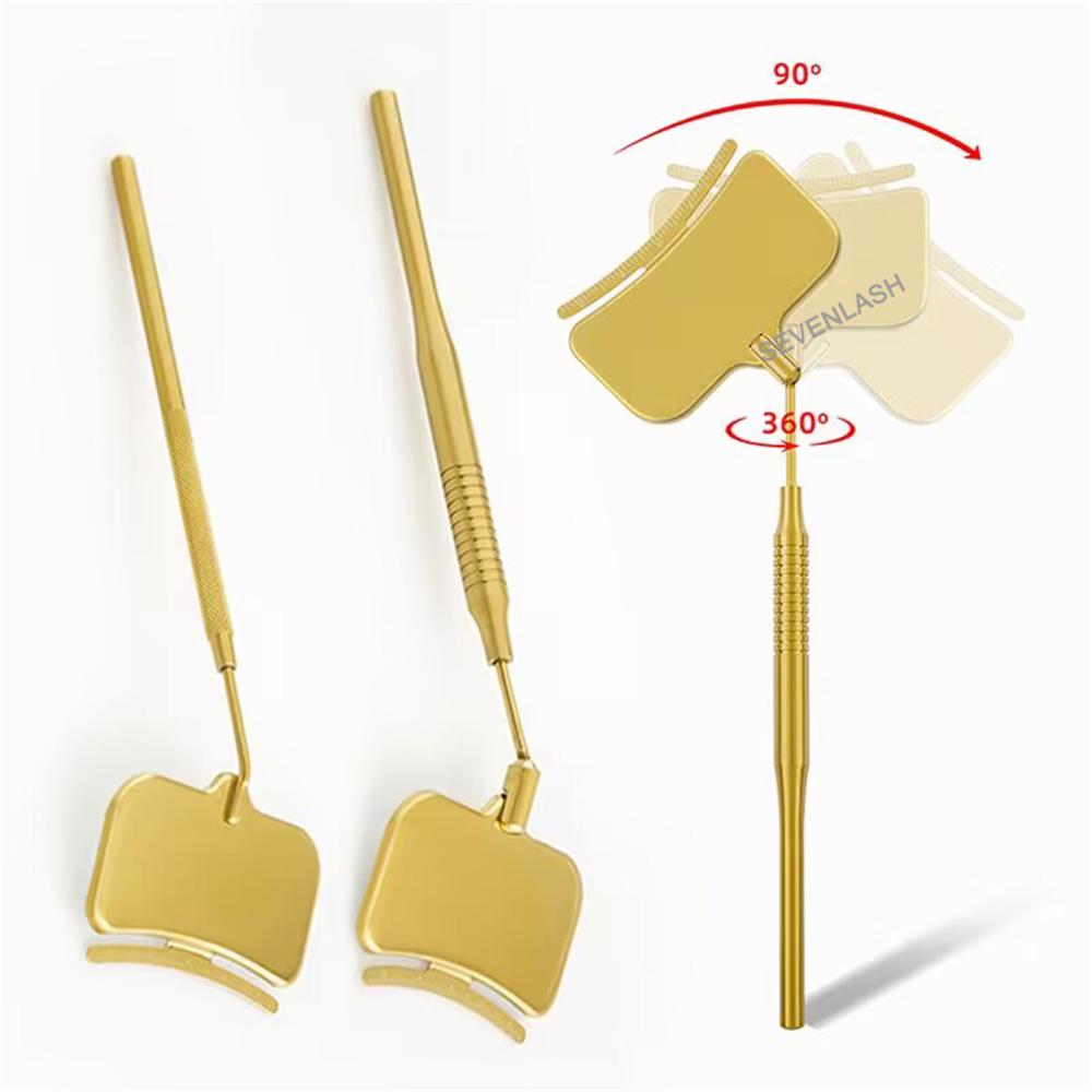 Square Stainless Steel Eyelash Inspection Mirror with Ruler