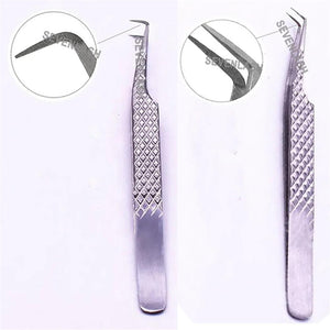 Fiber Tip Grip 45 and 90 Degree Mega Volume Tweezers Set for Lash Extensions