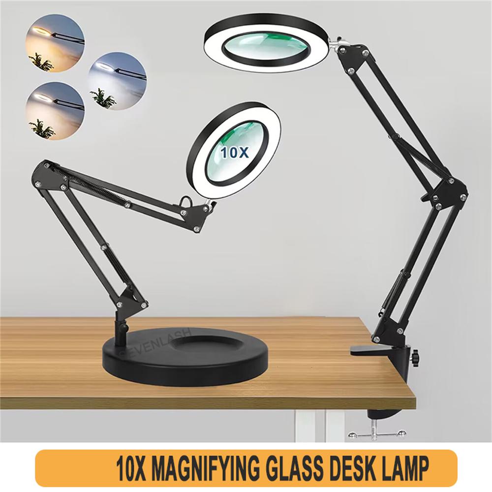 Long Arm Folding Magnifying Glass Desk Lamp