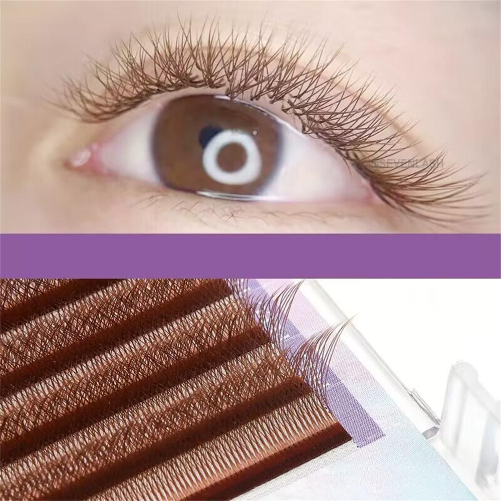 Brown Color 3D/4D/5D W Style Pre-made Volume Fans Lashes 0.07mm