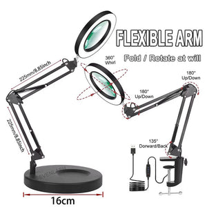 Long Arm Folding Magnifying Glass Desk Lamp