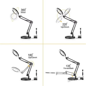 Long Arm Folding Magnifying Glass Desk Lamp