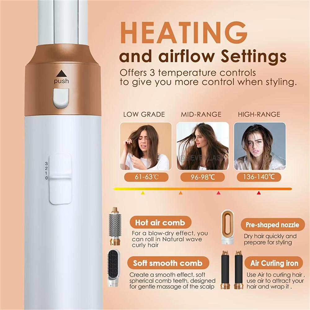 5-in-1 Hot Air Comb Home Use Straight Hair Curly Hair Blow Dryer Comb