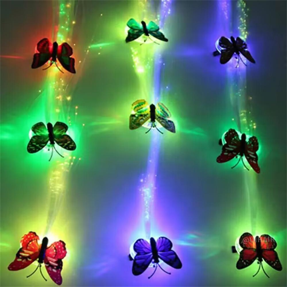 Colorful Butterfly Fiber Optic Flash LED Light Up Wig