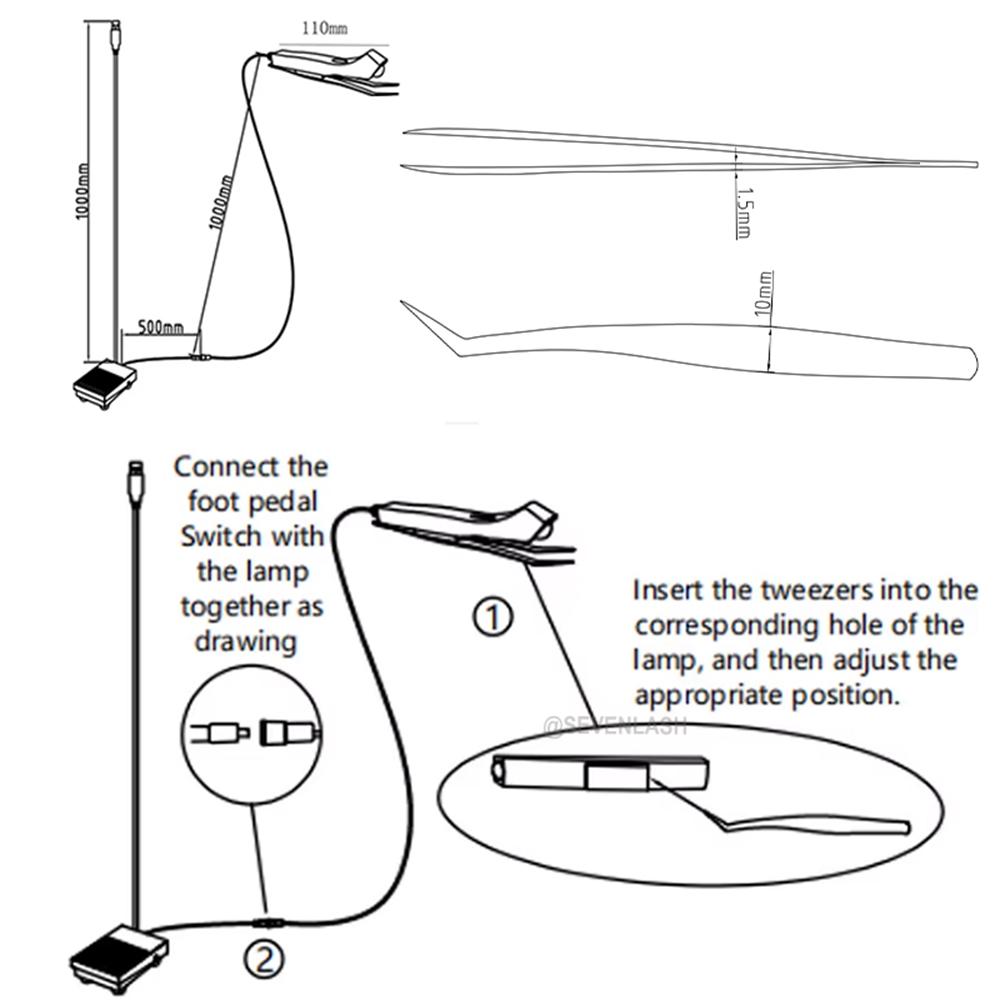 UV LED Tweezer Lamp Foot Pedal Remote for Eyelash Extensions