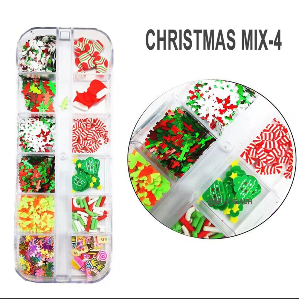 12 Grids Mix Color Fluorescence Eyelash Nail Glitter Slices
