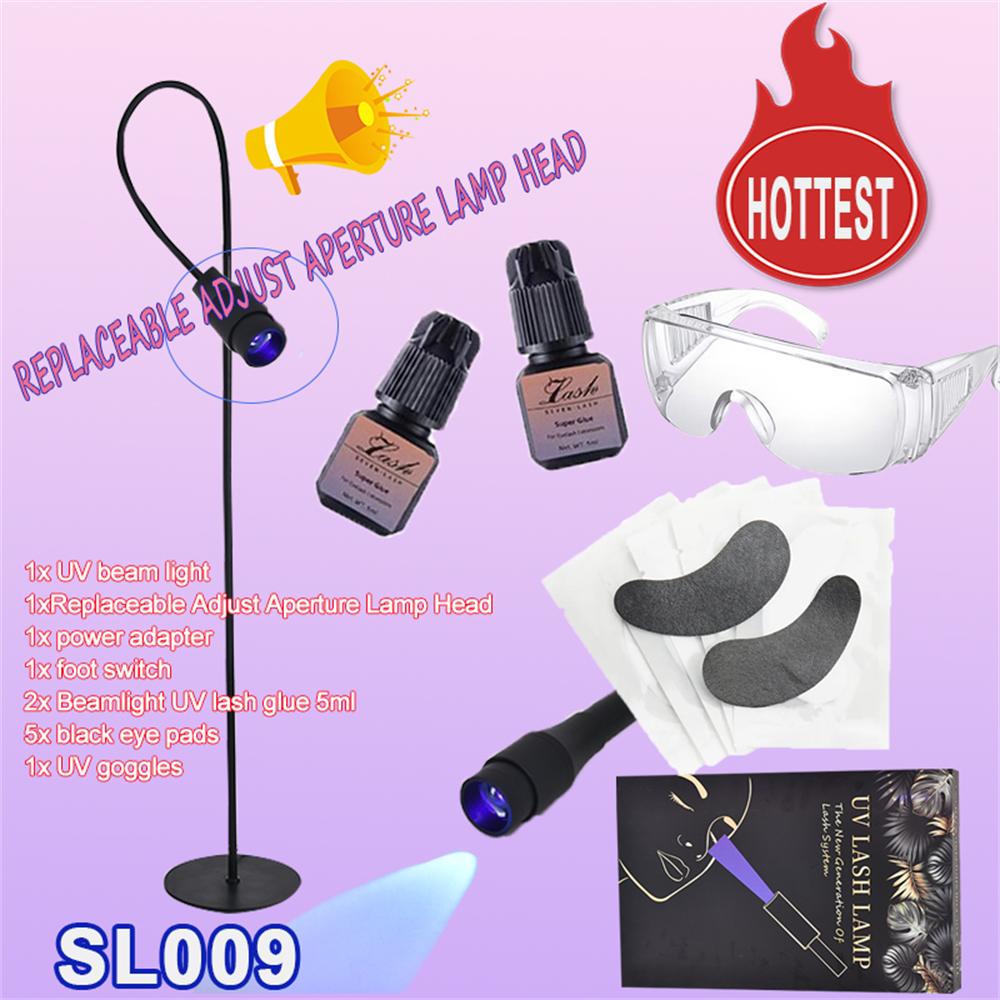 UV LED Lash Lamp with replaceable adjust-aperture head — full product shot on white background