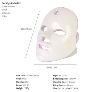 Contour Face LED Light Therapy Mask 7 Color Facial Skin Rejuvenation Mask