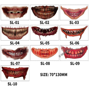 Halloween Mouth Tattoo Stickers Party Horror Horror Lip DIY Decoration