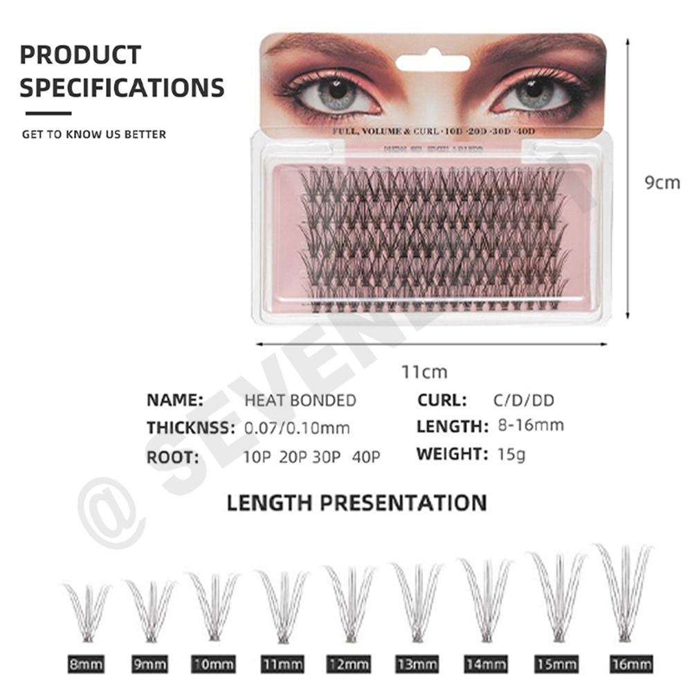 30D 40D Individual Cluster DIY Lashes 100 PCS 8-16 single Length Style 0.07