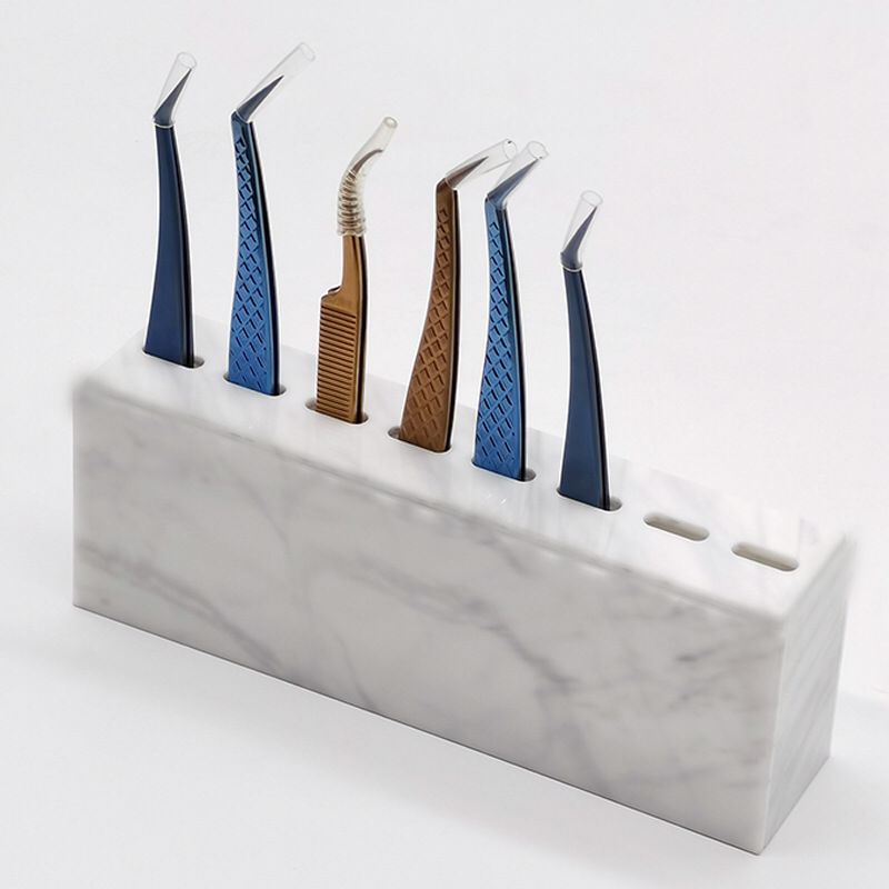 8-Hole Organizer Acrylic Marbling Tweezer Display Stand Has a Dust Cover