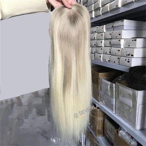 Real Hair Lady Hair Block Topper Reissue EMSKIN Machine Insert Jewish Style