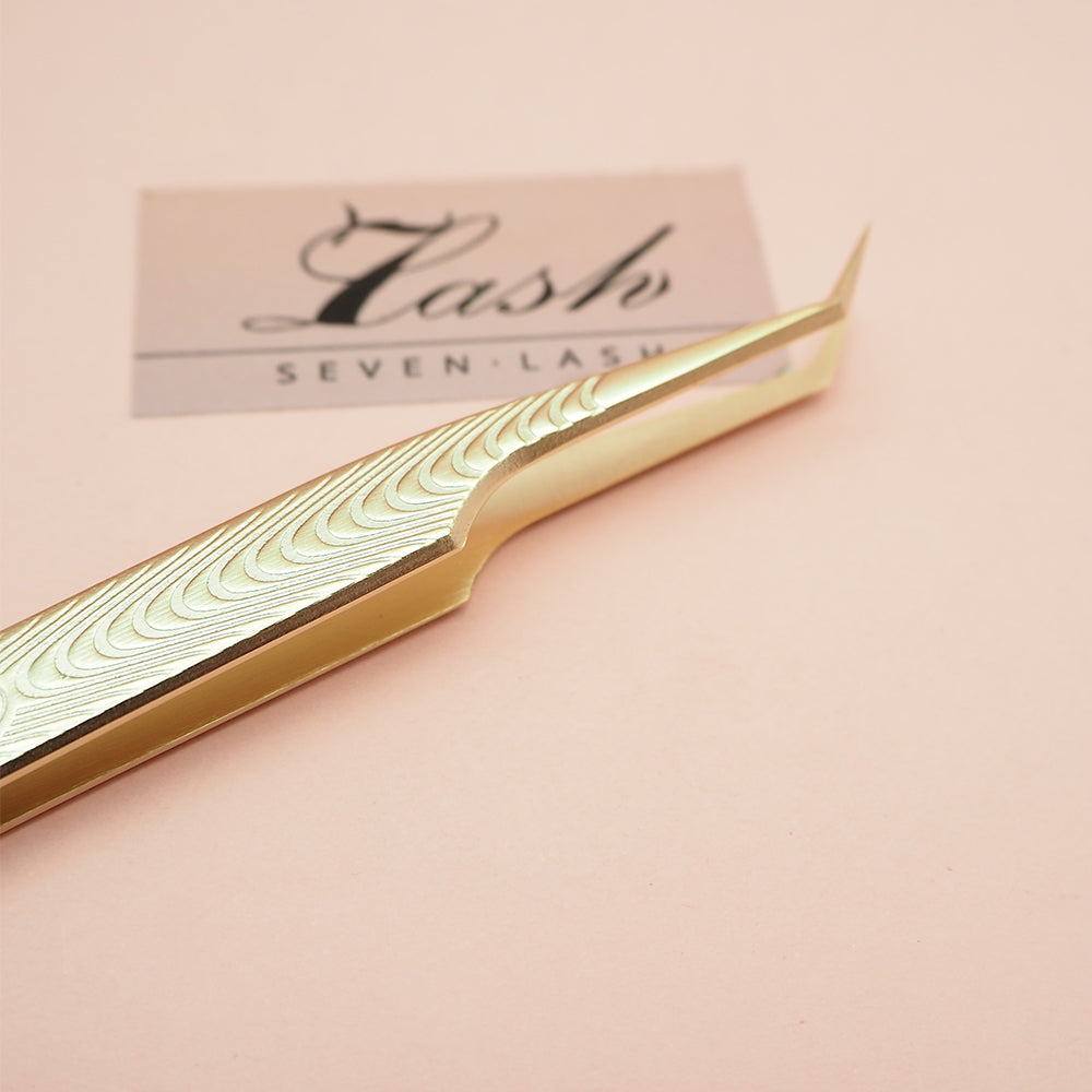 SG-02 Gold Color Dolphin Curved Tip Tweezers for Professional Eyelash Extension
