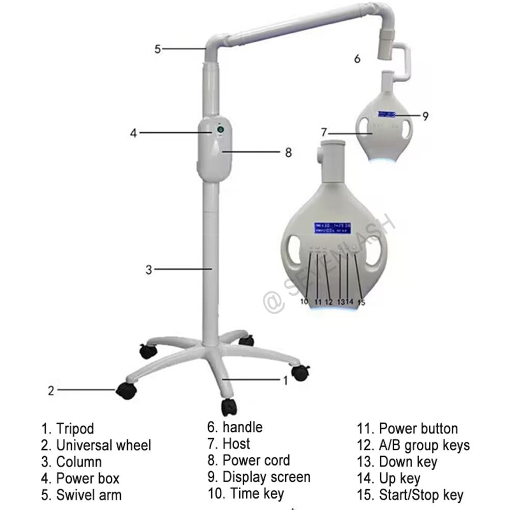 Rotation Arm Portable Laser LED Lamp Dental Teeth Whitening Light Machine With Wheels