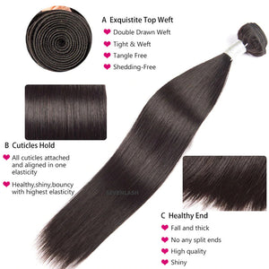 Brazilian Straight Hair Bundles 3 Pieces Straight Human Hair Bundles 7A 8-32 Inch Hair Extensions