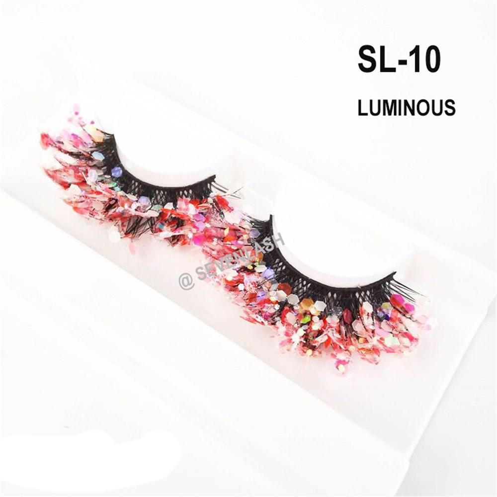 Color Luminous 3D Eyelashes/Glitter Sequins Thick Eyelashes