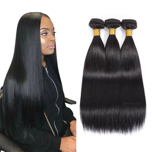 Brazilian Straight Hair Bundles 3 Pieces Straight Human Hair Bundles 7A 8-32 Inch Hair Extensions