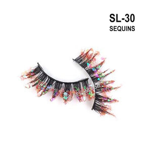 Color Luminous 3D Eyelashes/Glitter Sequins Thick Eyelashes