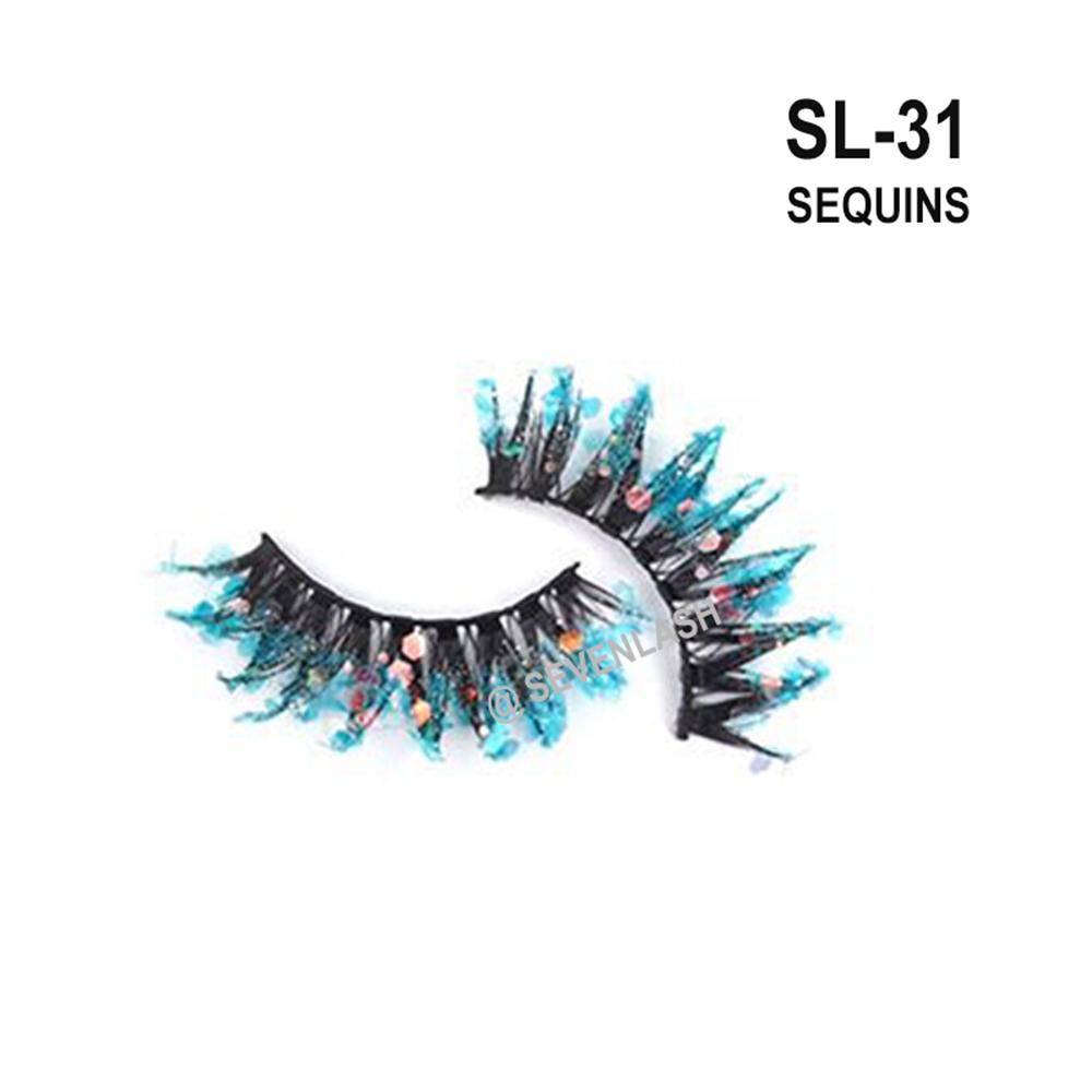 Color Luminous 3D Eyelashes/Glitter Sequins Thick Eyelashes