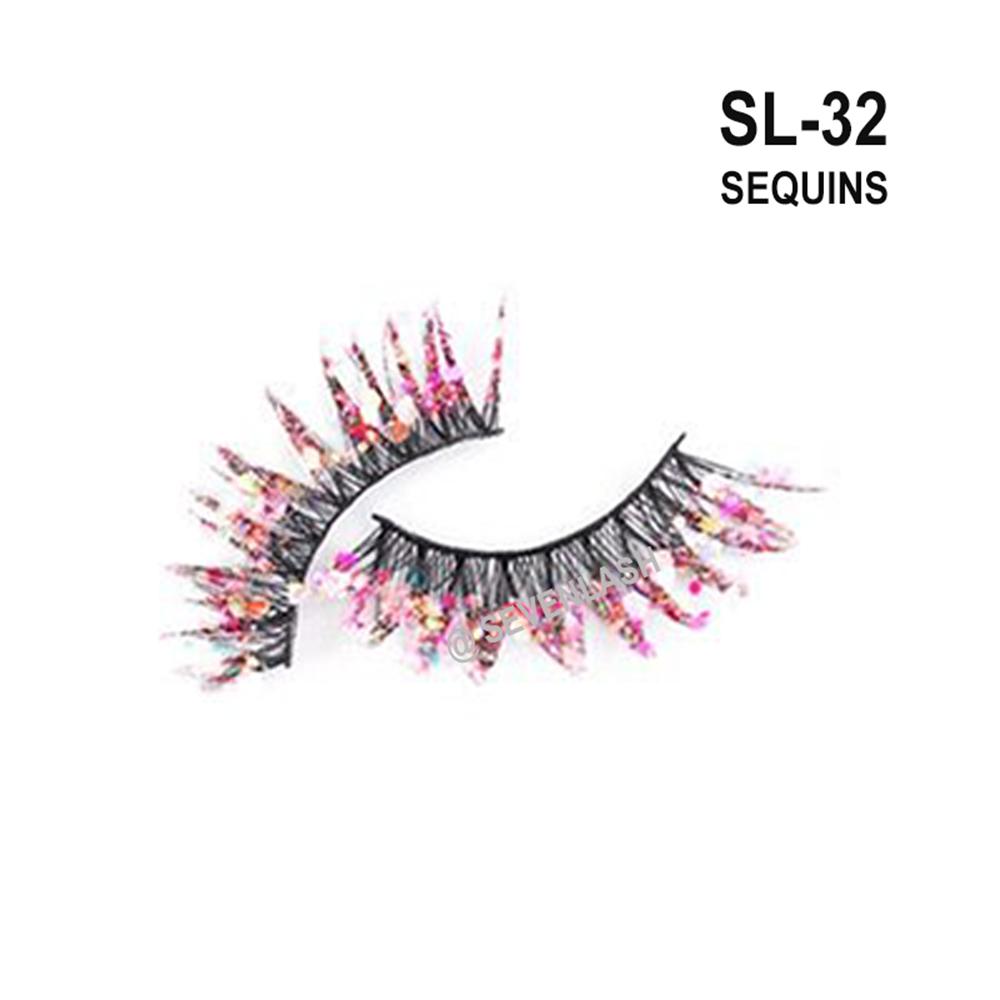 Color Luminous 3D Eyelashes/Glitter Sequins Thick Eyelashes