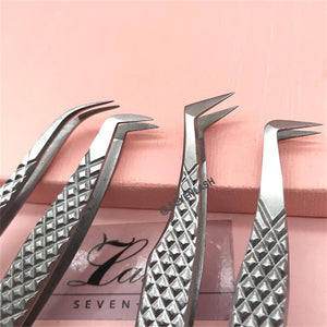 4 Sets Fiber Tip Tweezers For Eyelash Extensions