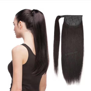 Straight Hair Wig Velcro Ponytail Hair Exte