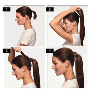 Straight Hair Wig Velcro Ponytail Hair Exte