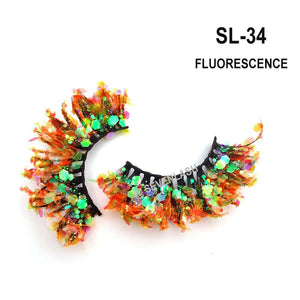 Color Luminous 3D Eyelashes/Glitter Sequins Thick Eyelashes