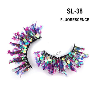 Color Luminous 3D Eyelashes/Glitter Sequins Thick Eyelashes