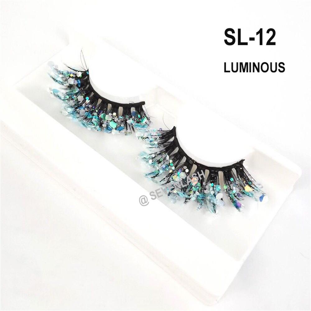 Color Luminous 3D Eyelashes/Glitter Sequins Thick Eyelashes