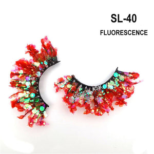 Color Luminous 3D Eyelashes/Glitter Sequins Thick Eyelashes