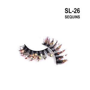 Color Luminous 3D Eyelashes/Glitter Sequins Thick Eyelashes