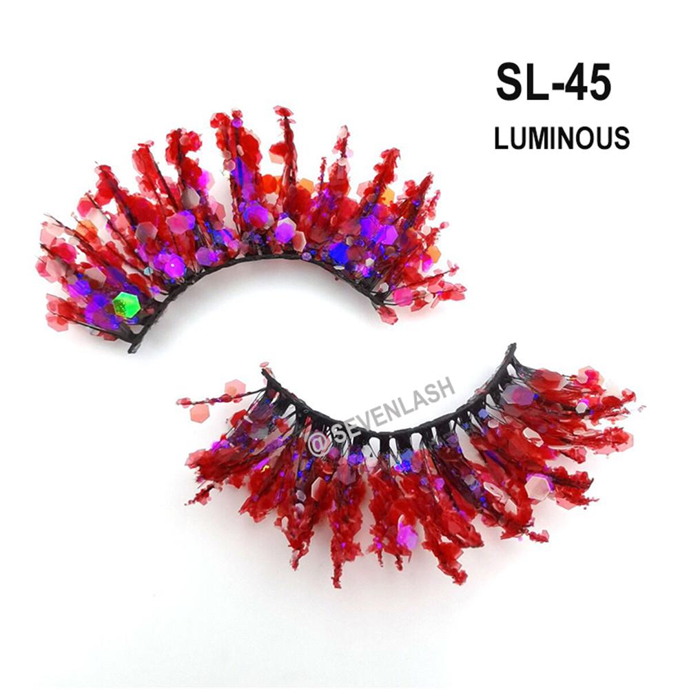 Color Luminous 3D Eyelashes/Glitter Sequins Thick Eyelashes