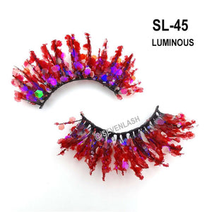 Color Luminous 3D Eyelashes/Glitter Sequins Thick Eyelashes