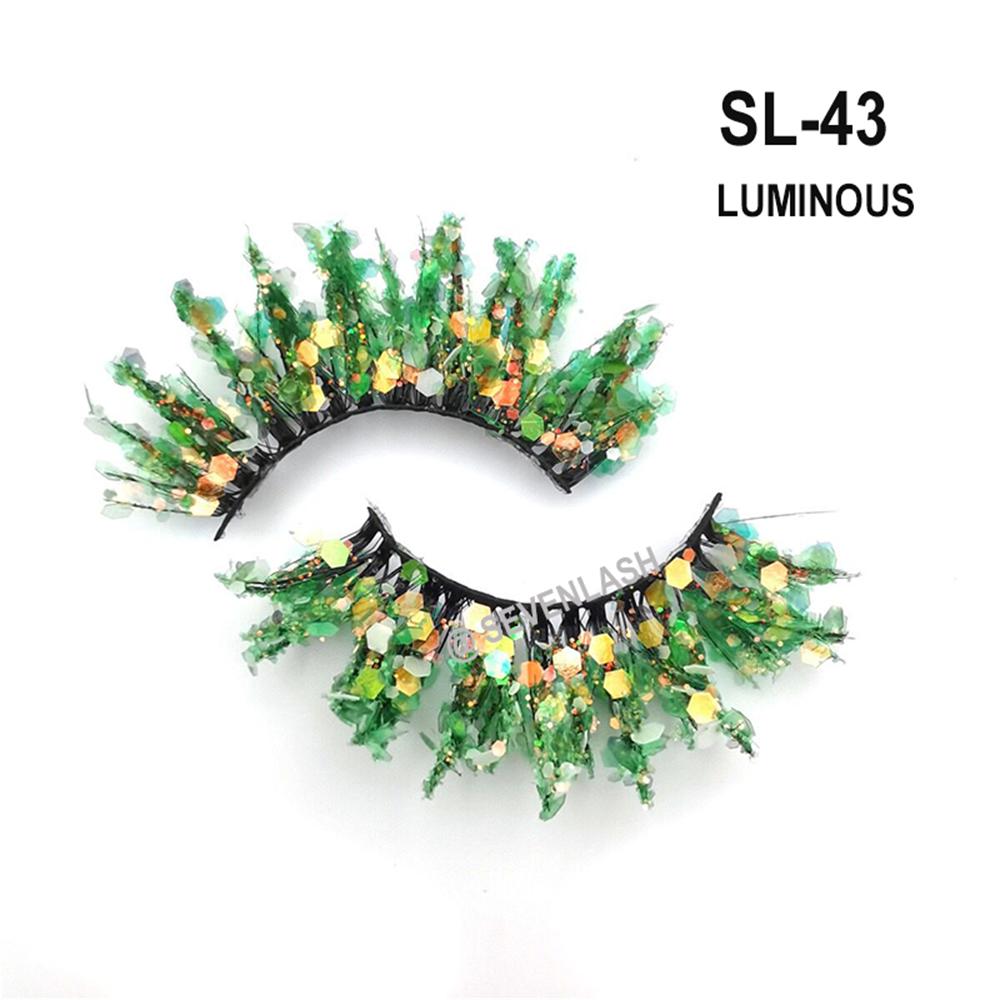 Color Luminous 3D Eyelashes/Glitter Sequins Thick Eyelashes