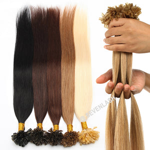 Machine Made U-Tip Hair Extension Keratin Capsules Straight Human Fusion Hair 12"-26" 50 Strands