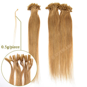 Machine Made U-Tip Hair Extension Keratin Capsules Straight Human Fusion Hair 12"-26" 50 Strands