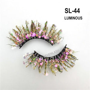 Color Luminous 3D Eyelashes/Glitter Sequins Thick Eyelashes