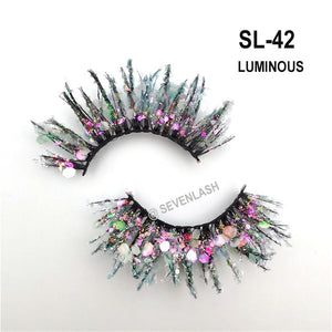 Color Luminous 3D Eyelashes/Glitter Sequins Thick Eyelashes