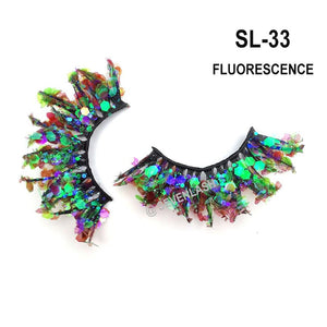 Color Luminous 3D Eyelashes/Glitter Sequins Thick Eyelashes