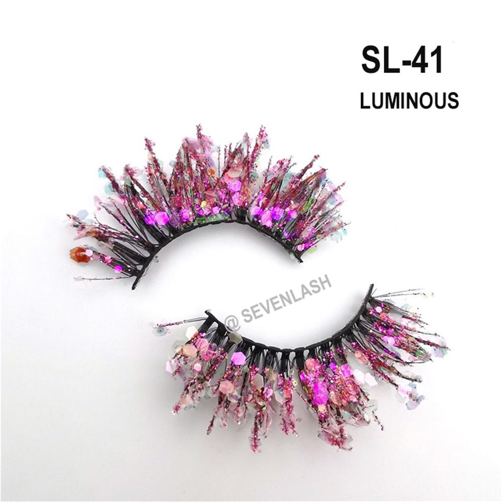 Color Luminous 3D Eyelashes/Glitter Sequins Thick Eyelashes