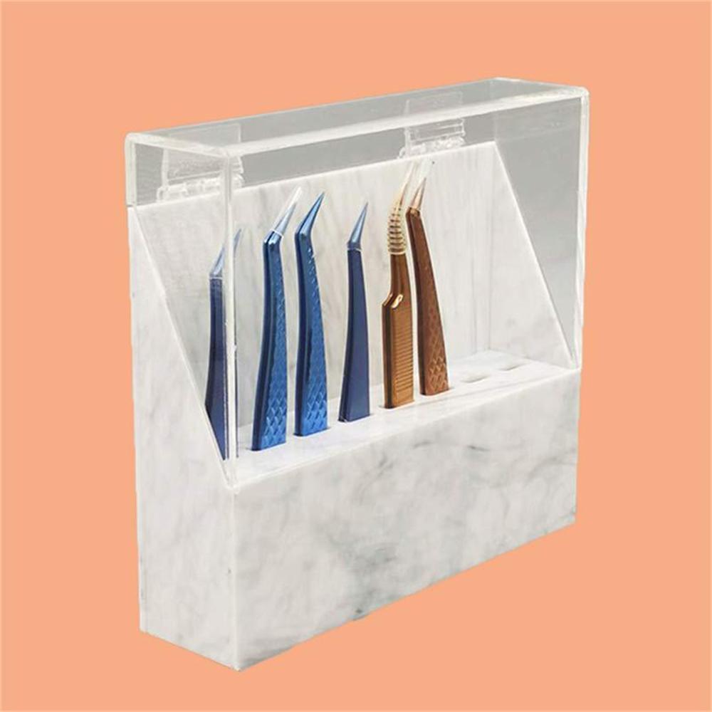 8-Hole Marbling Tweezer Display Stand Has a Dust Cover