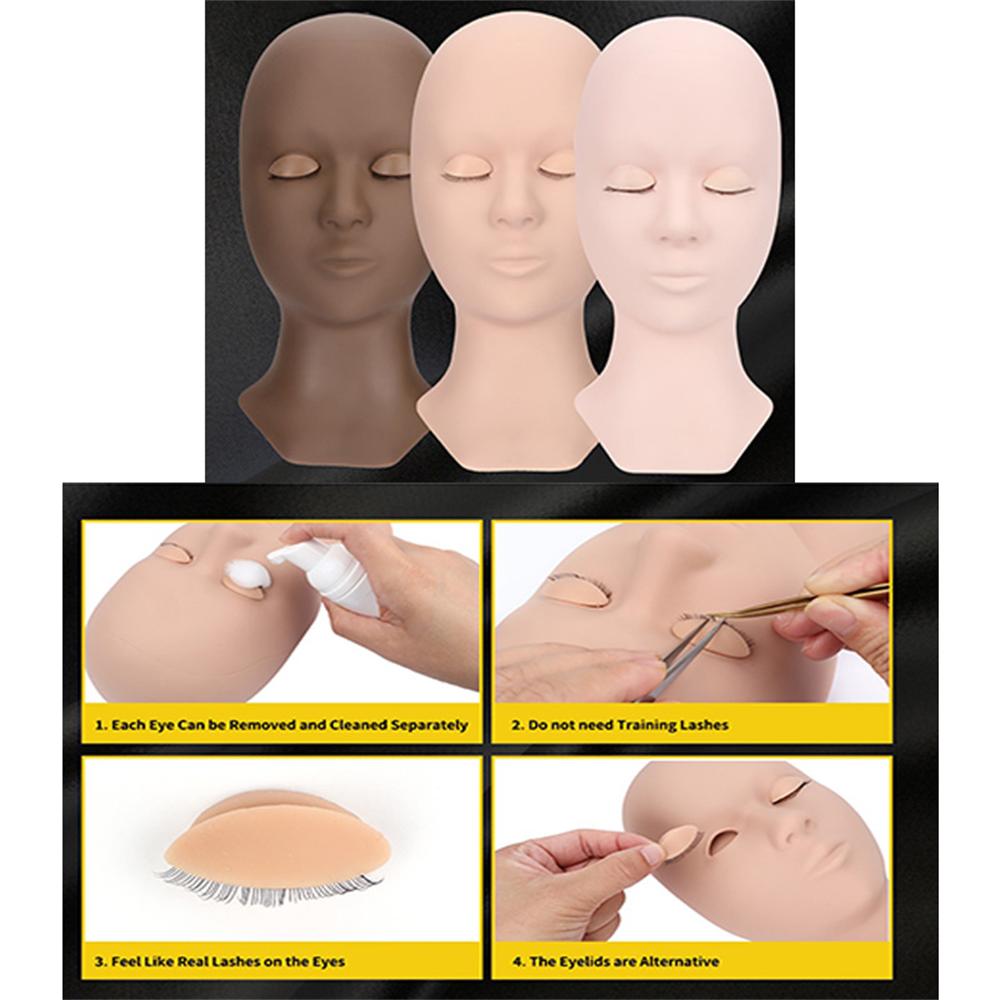 Eyelash Practice Training Mannequin Head 1 pcs Rubber