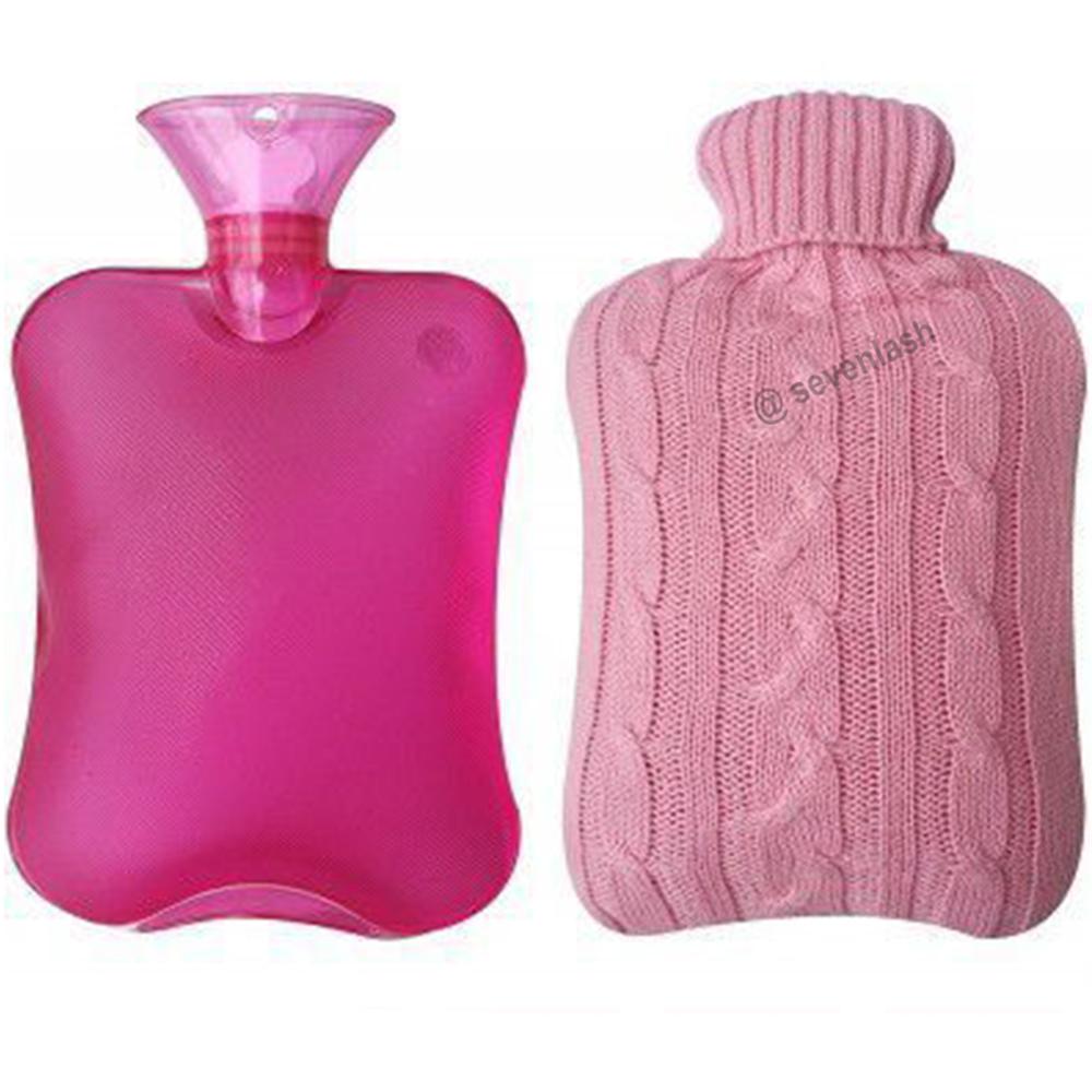SEVENLASH Rubber Hot Water Bottle with Cover Knitted 2 Liter