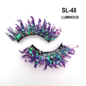 Color Luminous 3D Eyelashes/Glitter Sequins Thick Eyelashes