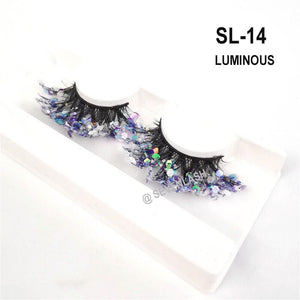 Color Luminous 3D Eyelashes/Glitter Sequins Thick Eyelashes