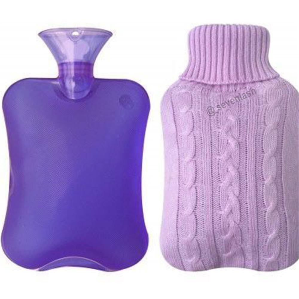 SEVENLASH Rubber Hot Water Bottle with Cover Knitted 2 Liter